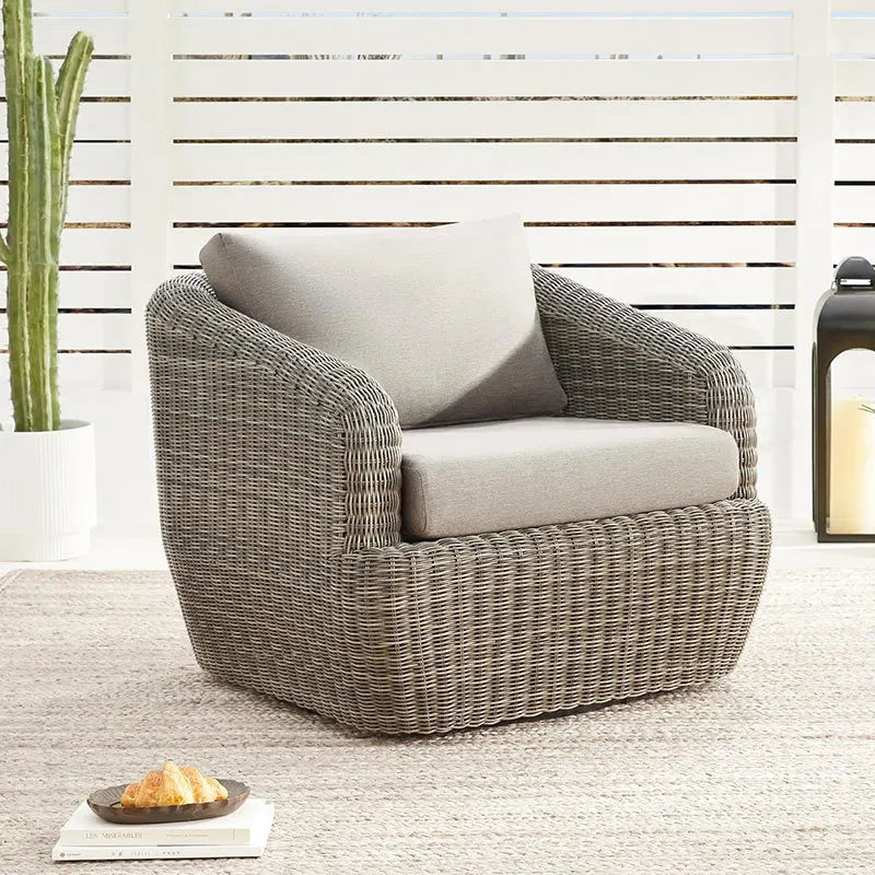 #Outdoor Wicker Furniture Set Dark Gray PE Rattan Cushions Hanging Egg Chair Round Side Table Weather Resistant Poolside Patio
