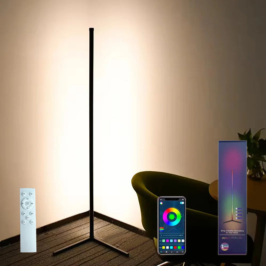 RGB LED Floor Lamp, LED Corner Lamp Works Smart Modern Floor Lamp with Music Sync and 16 Million DIY Colors Floor Lamp