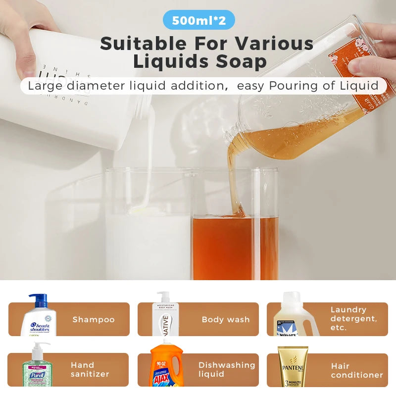 Automatic Soap Dispenser 1000ml Double-Head Touchless Rechargeable Foam Hand Sanitizer Dispenser with 3 Adjustable Levels