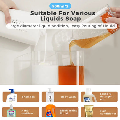 Automatic Soap Dispenser 1000ml Double-Head Touchless Rechargeable Foam Hand Sanitizer Dispenser with 3 Adjustable Levels