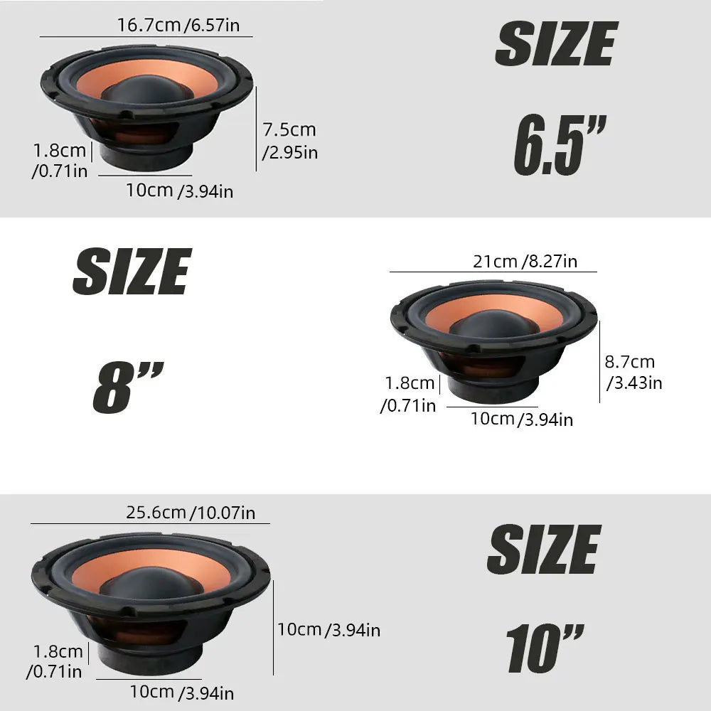 1 Pc Car Bass Woofer Speaker 6.5/8/10 Inch High Powered Subwoofer with 350W/600W/850W Max Power 4 Ohm for Car Stereo Refit