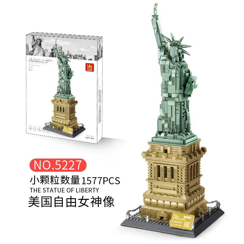 WANGE City Architecture Sydney Opera Santorini Building Blocks Chamartin Stadium Mosque Assembled Model Collection Toys For Gift
