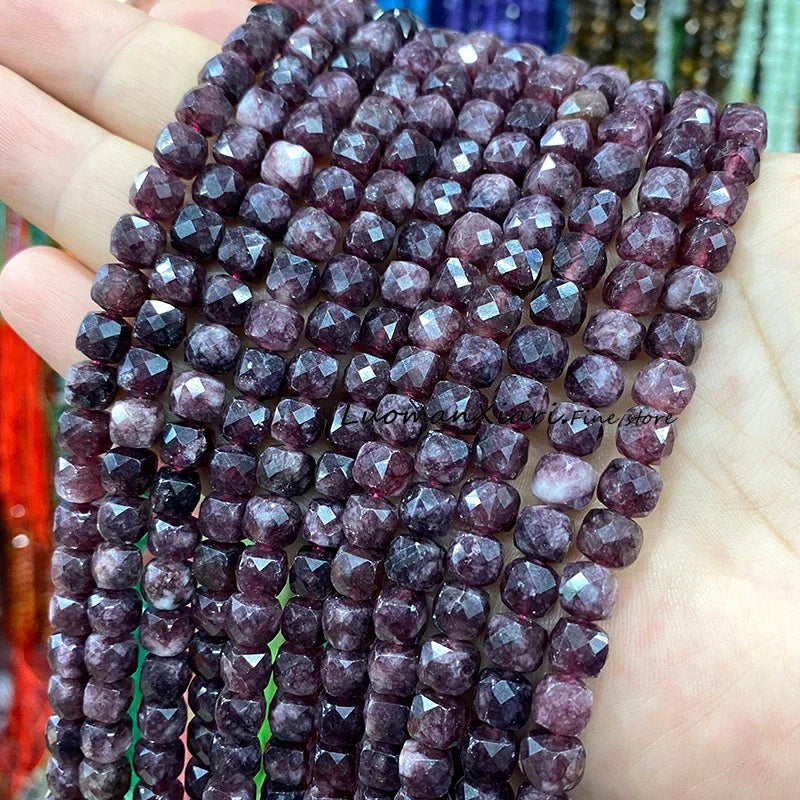 Natural Stone 7-8MM Faceted Square Lapis Lazuli Loose Cube Spacer Beads for Jewelry Making Diy Earrings Bracelets Accessories