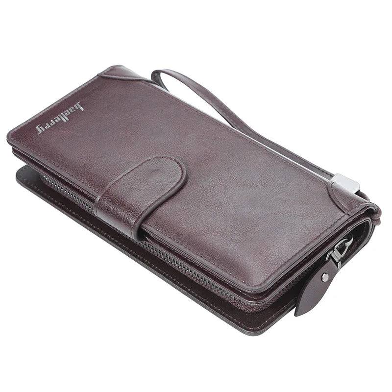 Baellerry Men's Multifunctional PU Leather Wallet Business Zipper Coin Purse Long Credit Card Holders