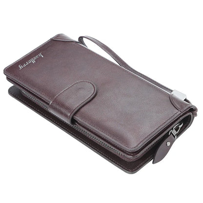 Baellerry Men's Multifunctional PU Leather Wallet Business Zipper Coin Purse Long Credit Card Holders