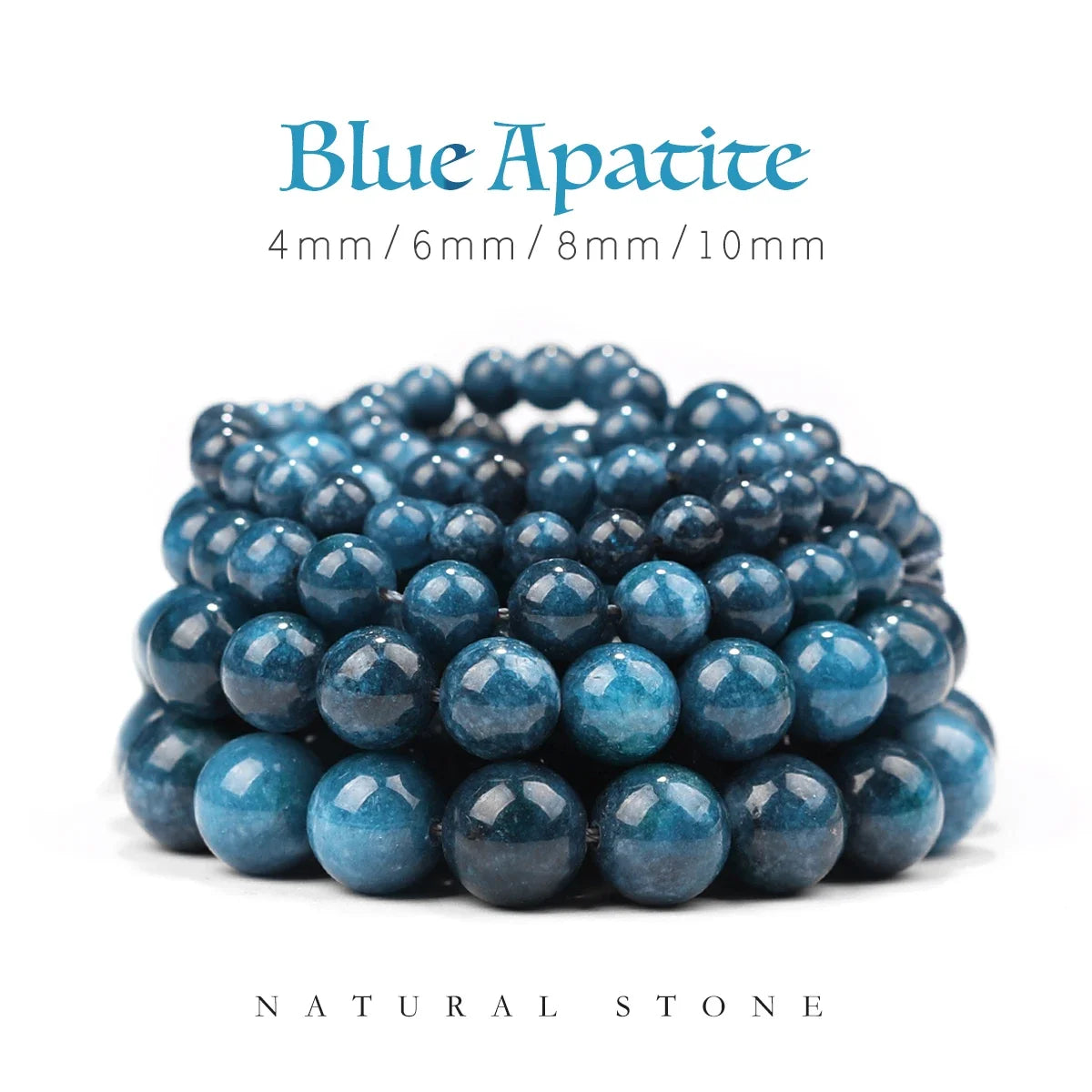 Blue Apatite Jasper Stone Beads 6/8/10/12mm Round Gem Bead for DIY Bracelet Charms Jewelry Making 1 Strip
