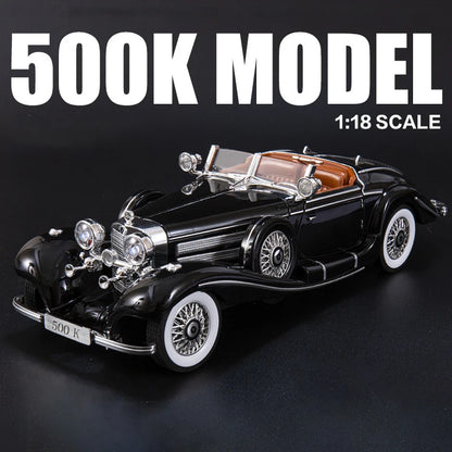 1:18 1936 Benzs 500K Alloy Classic Car Model Diecast Metal Retro Vehicles Car Model Simulation Sound and Light Children Toy Gift
