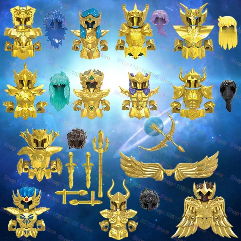 Saint Seiya Japanese Anime Cartoon Bricks Dolls Aiolia Aiolos Model Toys Building Blocks Figures Assembly Toys Gifts CQ11-22