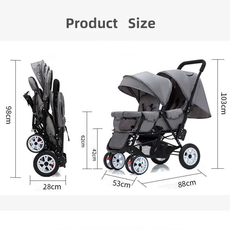 Top Selling lightweight twin baby stroller, poussette double baby stroller can sit and lie down,high quality stroller for 0-36m