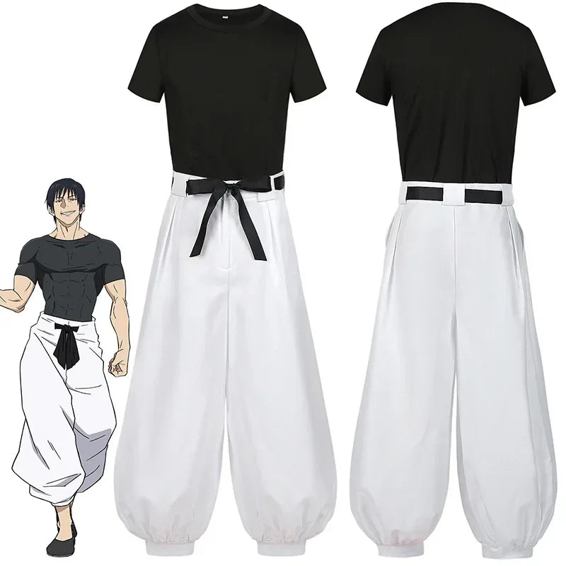New Jujutsu JJK Manga Anime Fushiguro Toji Satoru Gojo Cosplay Costume Wig T-shirt Pants Rose Net Halloween Christmas