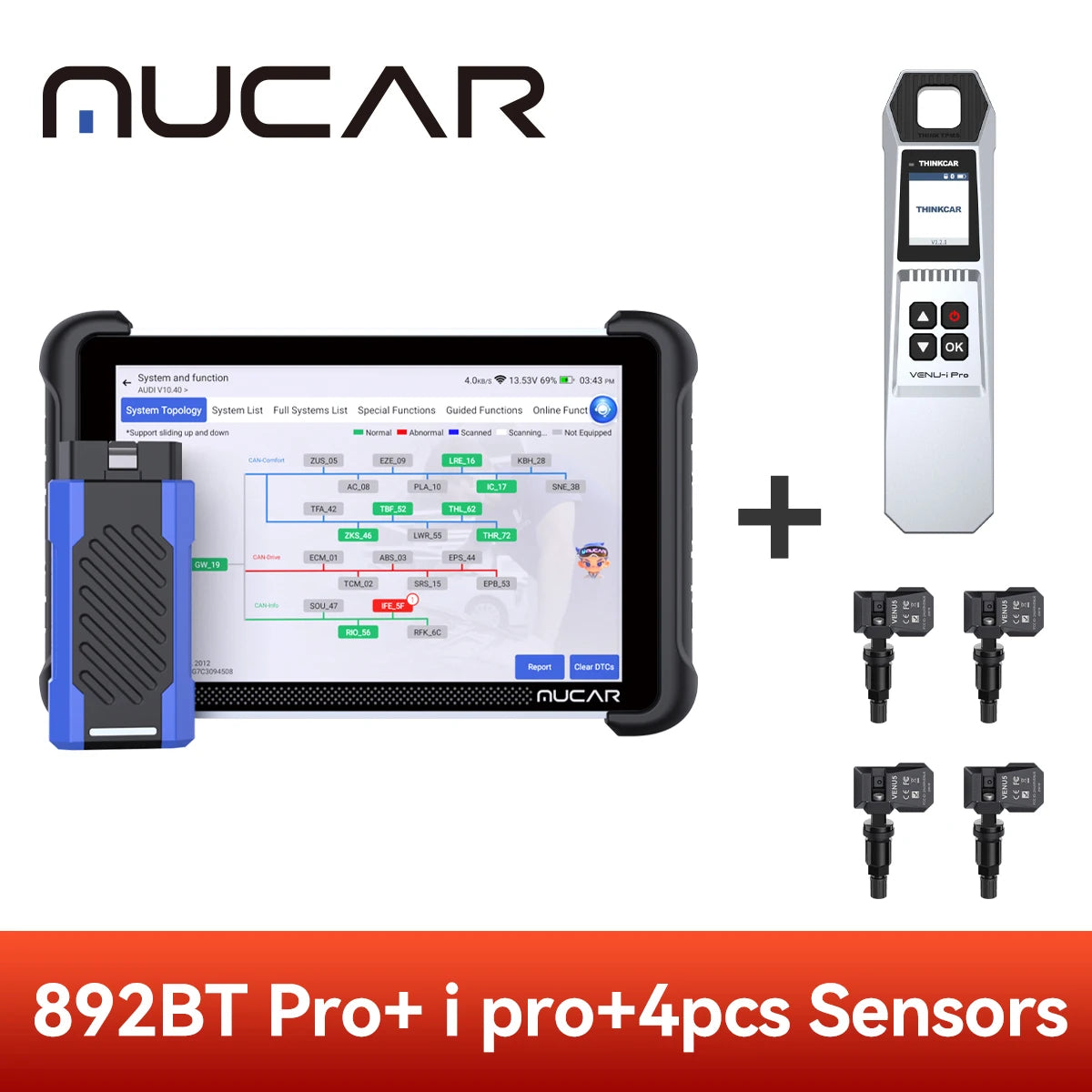 Free Update MUCAR 892BT Pro OBD2 Scanner J2534 CAN FD/DoIP All System Diagnosis Bi-directional Scan Tool Topology Map 35 Reset
