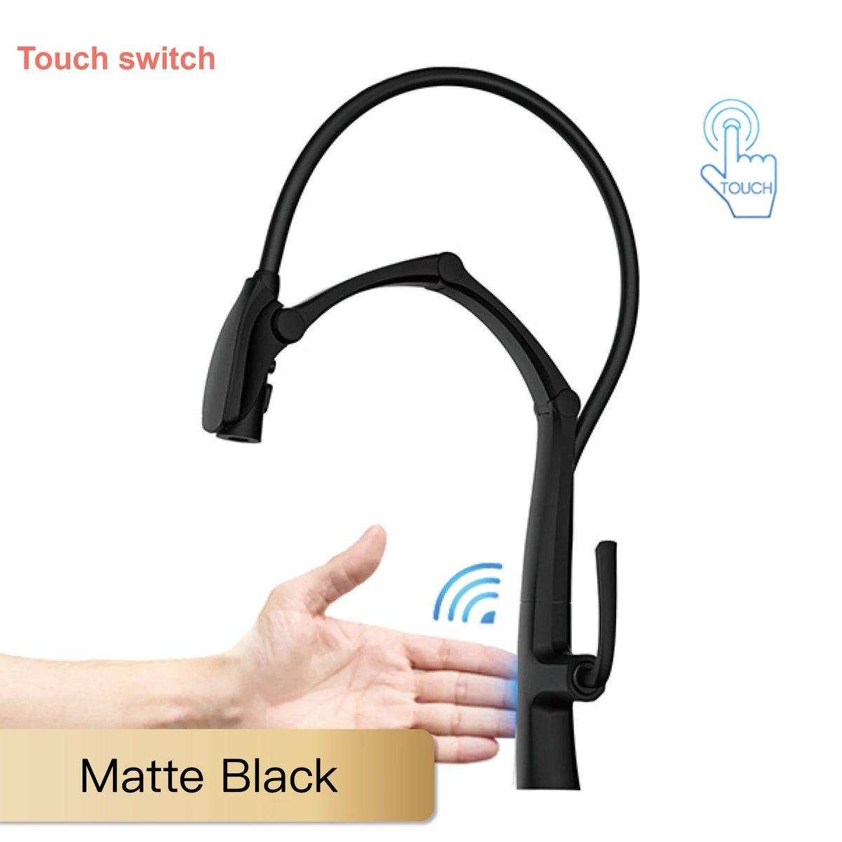 AITANA Gun Grey Luxury Brass LED Display Kitchen Faucet，Touchless Sensor，Pull-Out 3-Function Spray Water-Saving SinK Mixer