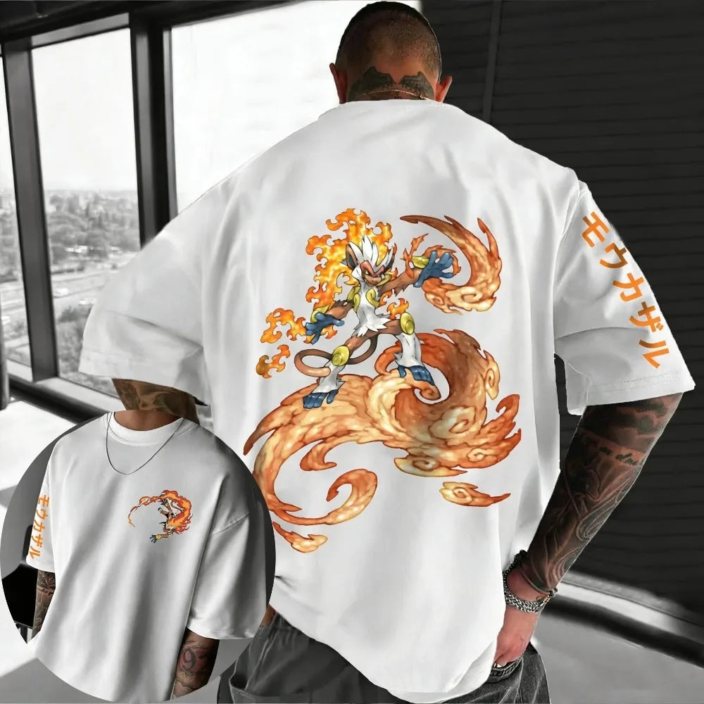 Oversized Cosplay Costumes Pokémon Lucario Summer 2026 New Product Harajuku Anime Printed Y2K Hip Hop Casual Unisex T-shirt