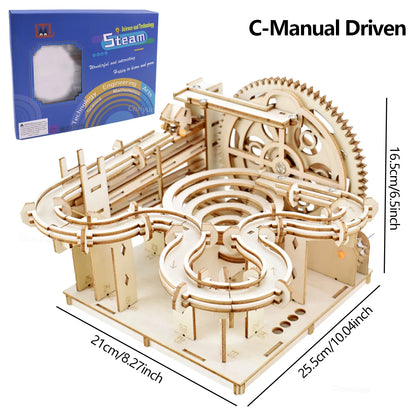 Chriyungel 3D Wooden Marble Run Puzzle DIY Building Model Kits Rolling Ball Track Brain Teaser Game Gift for Adults Teens