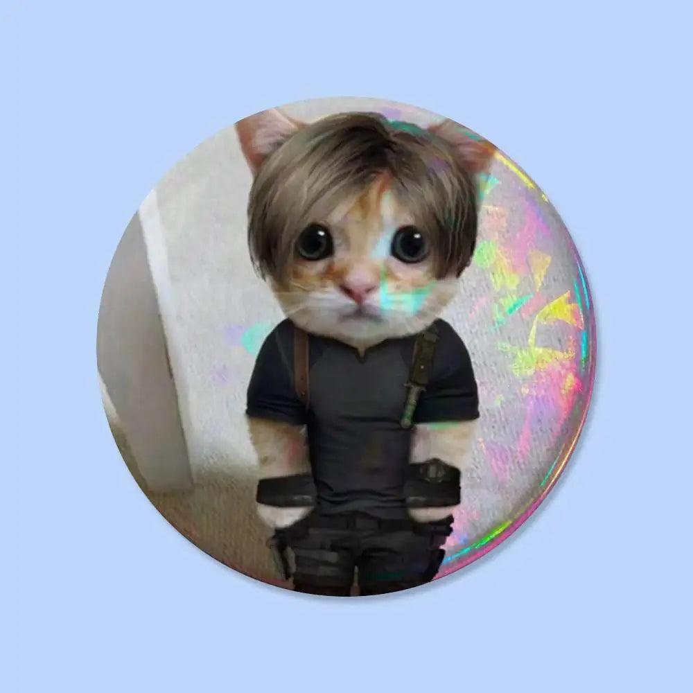 Game Resident Evil Cartoon Leon Kennedy Badges 25 32 44 58 75 Mm Round Cosplay Pin Bag Decor Friends Gifts Brooch Souvenir