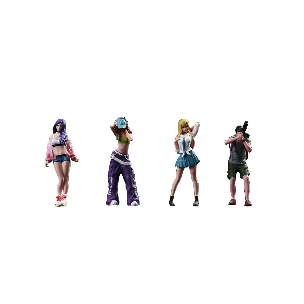 More Art 1:64 Action Figure Set,Street Shot Beauty Doll Set Decoration Figure Model For Display & Collection & Gift