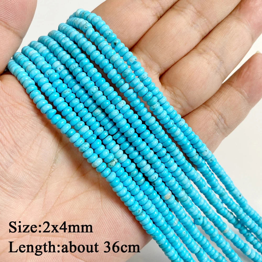 Blue Turquoise Stone Bead Irregular Round Oval Square Heart Loose Spacer DIY Beads Fit Jewelry Making Bracelet Necklace Handmade