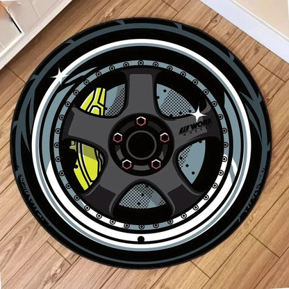Car Rugs Tire Shape Round Mats Boys Bedroom Rug Car Hub Home Living Room Anti-slip Coffee Table Floor Mat Tapetes De Automóv