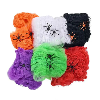 Halloween Decoration Spider Web,Artificial Cobweb,Stretchy Cobweb With Spider,Horror Gothic Haunted House Home Decor