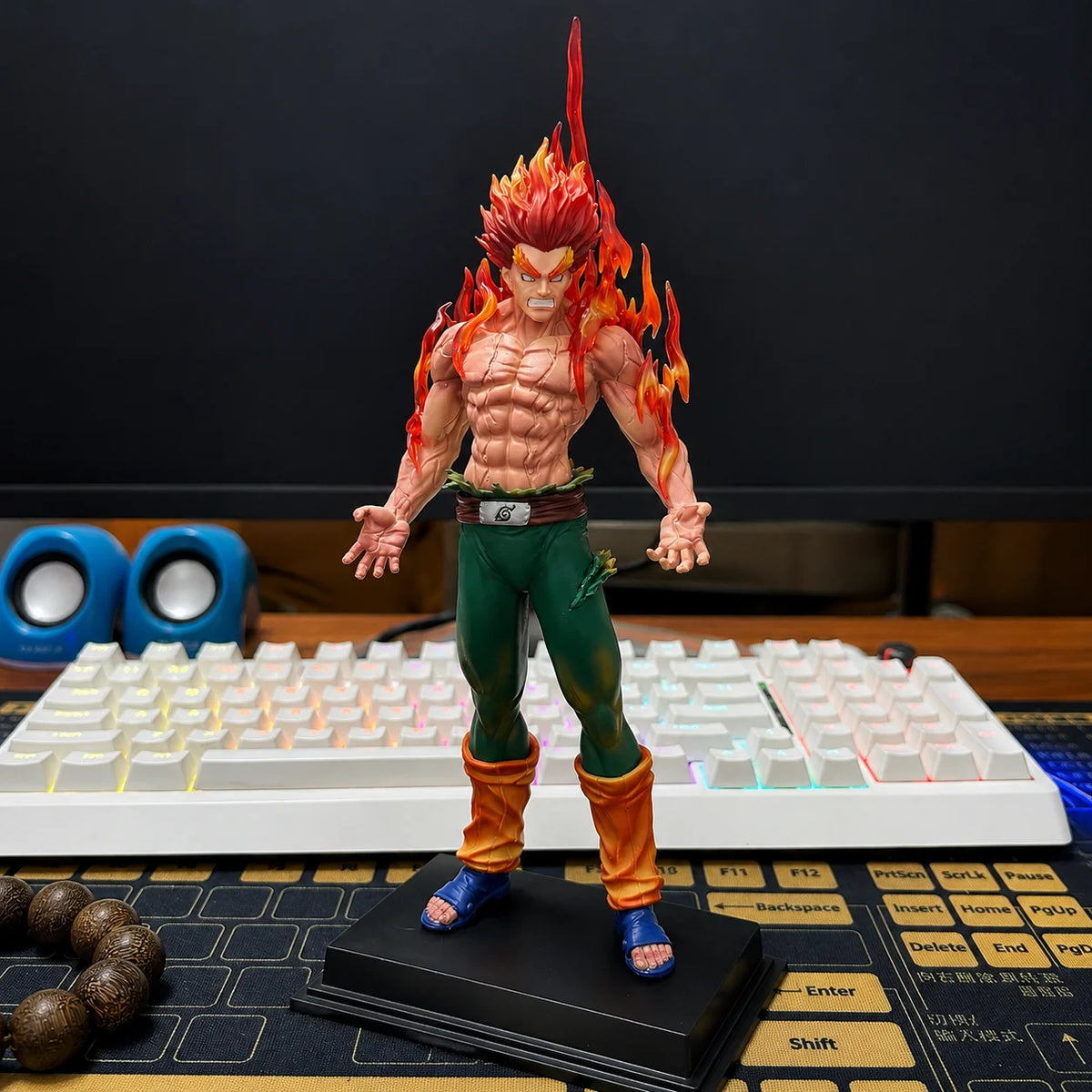 27cm Naruto Shippuden Might Guy Eight Gates Released Night Kai Figurine Red Flame Effect High Detail PVC Action Figure Home Orna