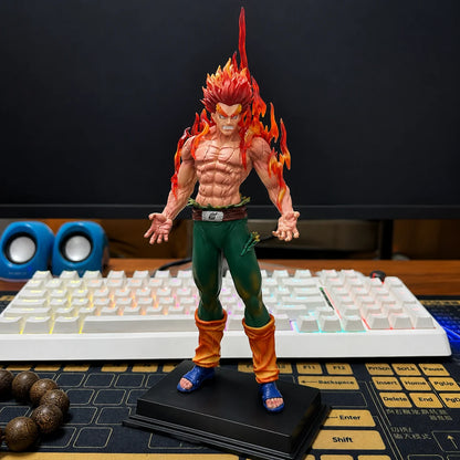 27cm Naruto Shippuden Might Guy Eight Gates Released Night Kai Figurine Red Flame Effect High Detail PVC Action Figure Home Orna