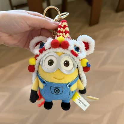 Genuine Cute Little Yellow Minion Bob Backpack Pendant Cartoon Plush Doll Keychain Bag Doll Decoration Birthday Gift