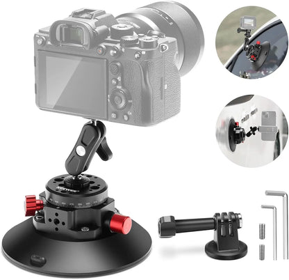 NEEWER 6"/15.2cm Camera Suction Cup Mount Metal Suction Cup Mount on Car Windshield Dash for Camera/Action Camera/Phone Holder