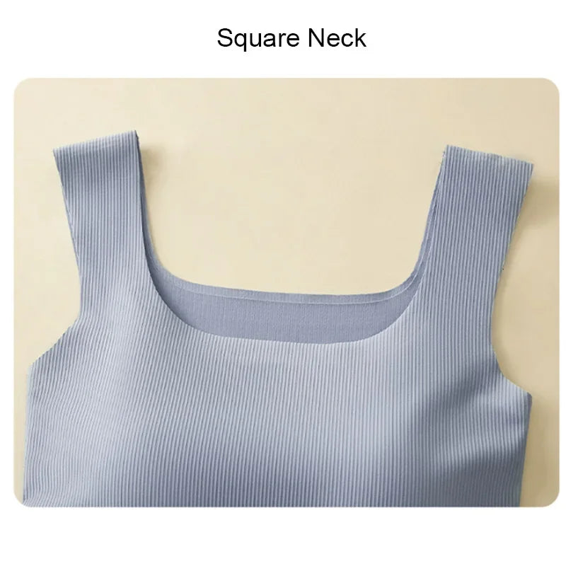 For 35-105kg 2025 New Seamless Plus Size Camisole Top for Women with Fixed Cup Build-in Bra Beautiful Back Underwear Tummy Cover