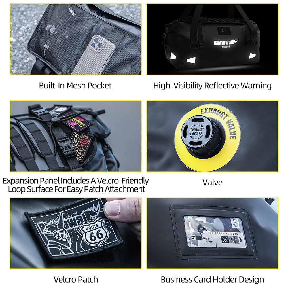 Rhinowalk Motorcycle Saddle Bag Waterproof 20L/40L/65L Universal Pannier Side Bag Top Travel Luggage Box Free Combination
