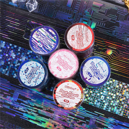 50mm*2m/1roll Punk Circuit Laser Washi Tape Stickers Holographic Cyber Decor Tape Scrapbooking DIY Journal Craft Supplies