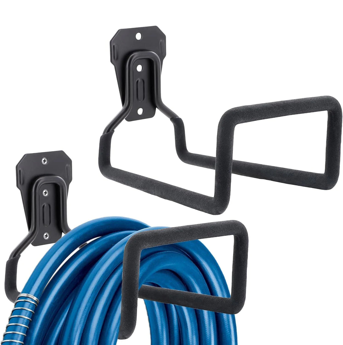 1/2PCS Heavy Duty Wall Mount Garden Hose Holder Metal Hose Hanger for Water/Air Hose Garage Organizer with Anti-Slip Foam