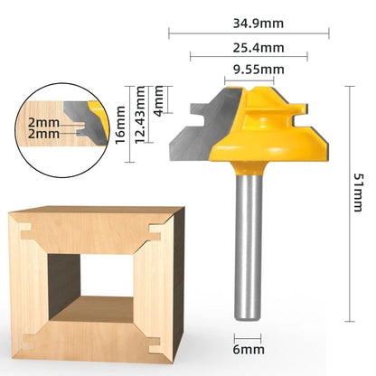 Carpentry tools paneling cutter, high-end 45-degree mortise and tenon milling cutter, profile cutter, right-angle cutter ...