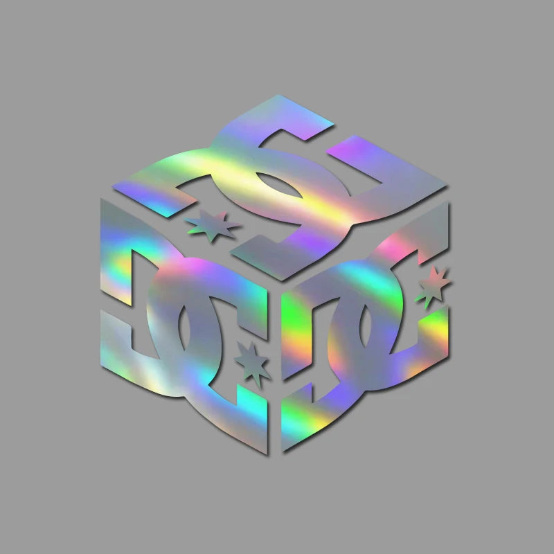 Holographic Geometric Cube Vehicle Body & Window Stickers - Unique Decal to Make Your Car Stand Out with a Modern, Artistic Touc