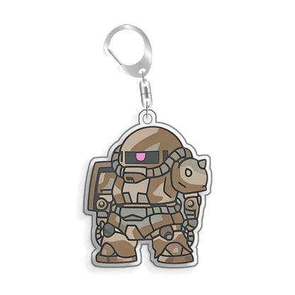 Keychain for Gundam MS-06S Zaku Ll White Cabin Backpack Pendant Anime Game Fans Gift Recycled Acrylic Decoration Rare Card Toy