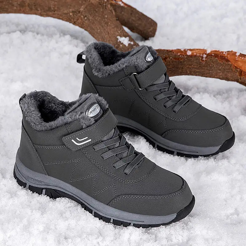 Winter Men Boots Microfiber Leather Snow Boots Man Plush Warm Causal Shoe Waterproof Men Boots Male Sneakers Spring Ankle Boots