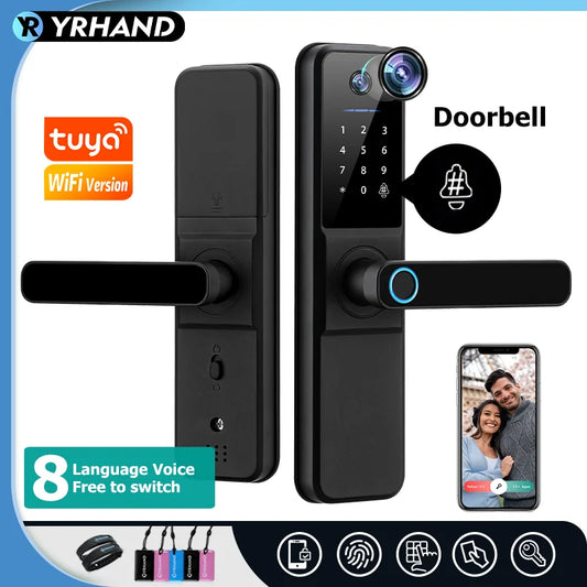 H01 Fechadura Eletronica Tuya Wifi Digital Electronic Smart Door Lock With Biometric Camera Fingerprint IP66 Smart Lock