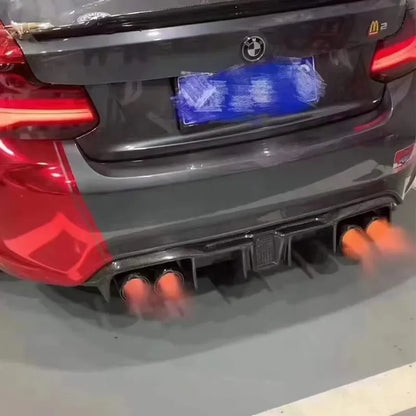 For BMW F87 M2 M2C 2014-2021 Carbon Fiber With lights Car Rear Bumper Diffuser Rear Splitters Spoiler Back lip body kit