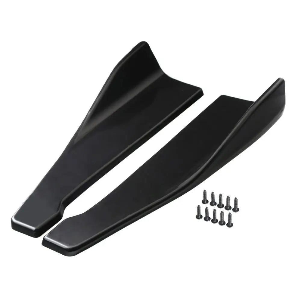 35/48cm Universal Fit Car Spoiler Lateral Bumper Rear Side Skirt Lip Rocker Wings Carbon Fiber Glossy Black Protection Trims