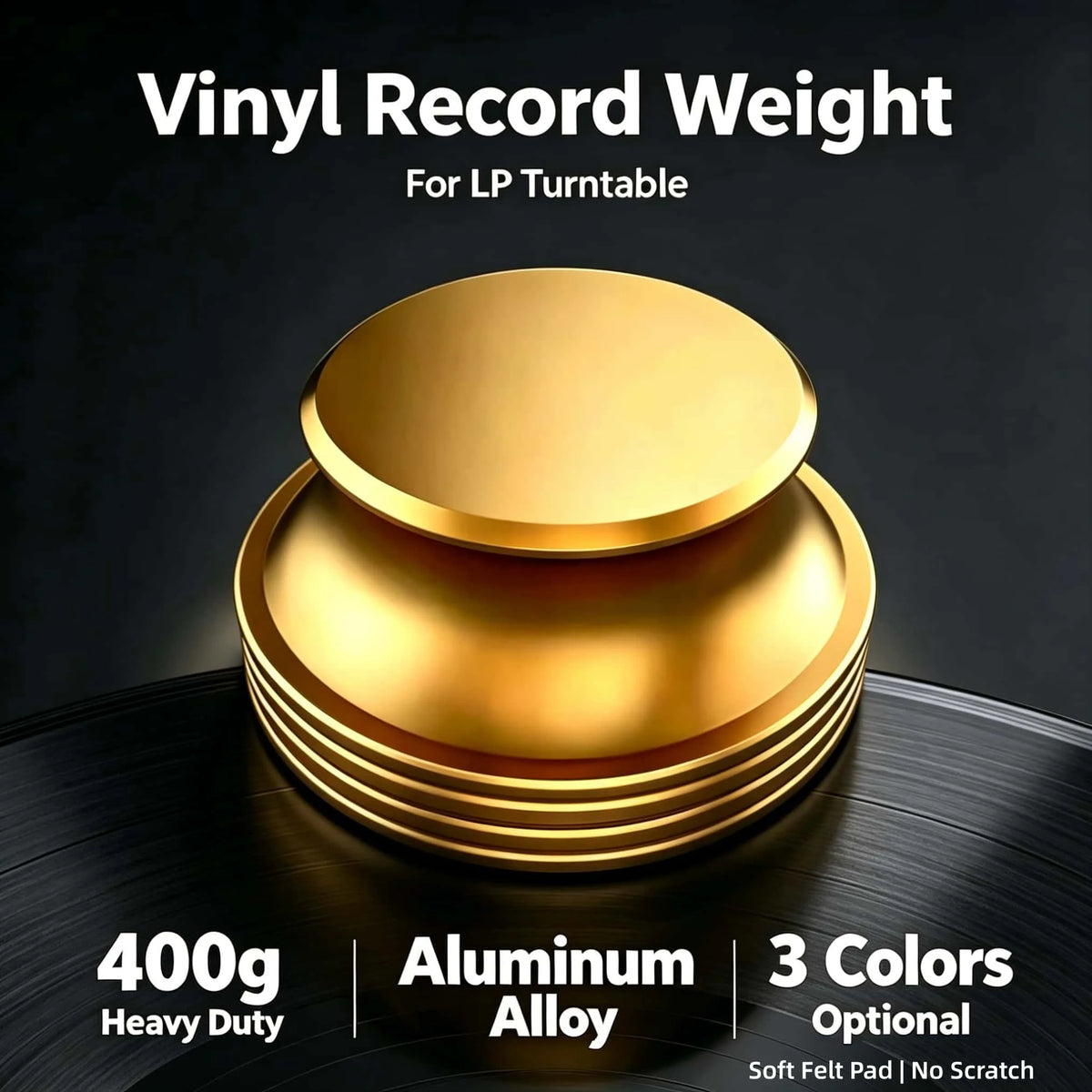 400g Vinyl Record Weight Stabilizer HiFi Aluminum Turntable Clamp for LP Record Player Disc Stabilization