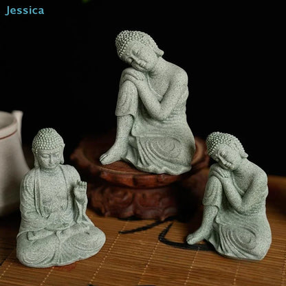 ♥Buddha Statue Set – Sandstone Finish, Various Poses, Zen Home Decor for Meditation & Spiritual Space