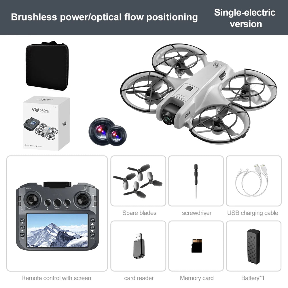 V666 Quadcopter Drone: 8K HD Camera, FPV, Brushless, Intelligent Obstacle Avoidance RC Toy