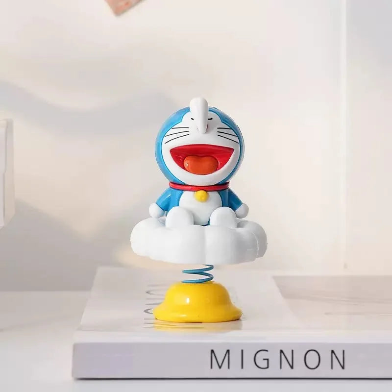 Cartoon cute Doraemon adorable moving time shake car home decor desktop decoration kawaii trendy toy hand-made figure toy gift