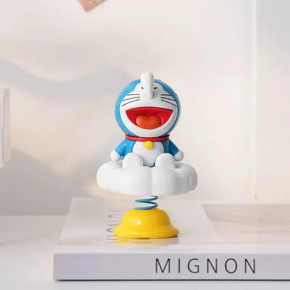 Cartoon cute Doraemon adorable moving time shake car home decor desktop decoration kawaii trendy toy hand-made figure toy gift