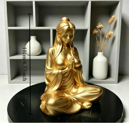 Meditation Cross-legged Female Figurine 3D Printed Mini Zen Desktop Ornament Tea Room Bamboo Courtyard Desk Decor DIY Model Gift