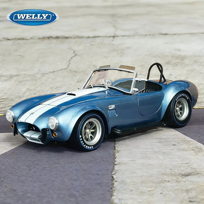 WELLY 1:24 1965 Shelby Cobra 427 S/C Alloy Sports Car Model Diecast Metal Classic Racing Car Vehicles Model Simulation Kids Gift