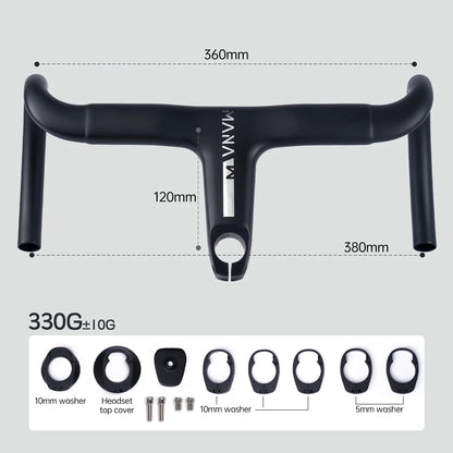MANA AERO Ultra-Light Carbon Fiber Aero Handlebar - Integrated Cable Routing Superlight Aerodynamic for Road Bike Cycling