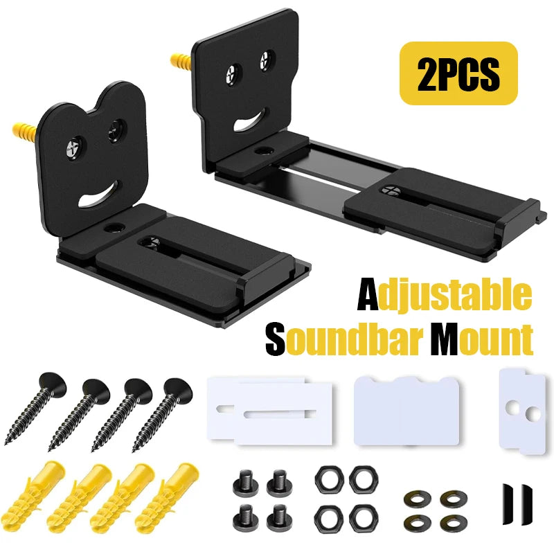 2PCS Adjustable Soundbar Mount Universal Speaker Wall Mount Floating Rack Length Adjustable 3.4''-5.2'' Removable and Lockable