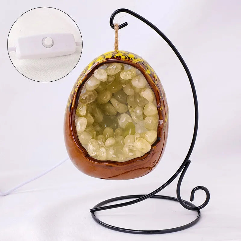 Natural Amethyst Cave Table Lamp Dinosaur Egg Bedroom LED Night Light Bedside Lamp Amethyst Flower Handicraft Home Decoration