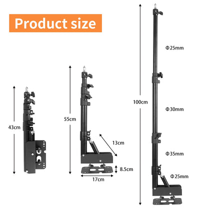 Wall Mount Boom Arm for Photography Studio Video Strobe Lights Max Length 53.9 inches /137 cm  Horizontal and Vertical Rotatable