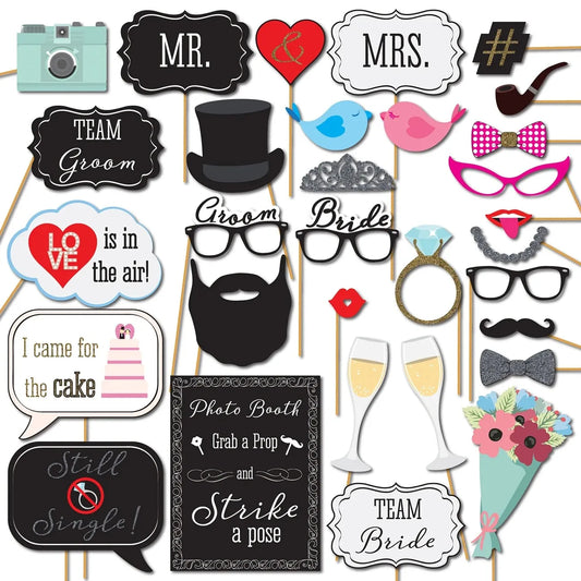 Wedding Party Photo Props Decoration DIY Mustache Lips Glasses Photo Booth Bride Groom Mr Mrs Bridal Shower Birthday Supplies
